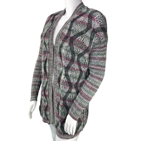 Soft Surroundings Womens Size S/M Sweater Cardigan Black Grey Knit Open - Picture 4 of 15